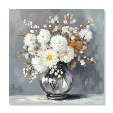 Load image into Gallery viewer, Chrysanthemum Vase Canvas Wall Art Decor Country - Stone White