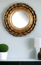 Load image into Gallery viewer, 16" Round Iron Framed Accent Mirror - Gold