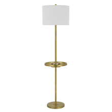 Load image into Gallery viewer, Tray Table Floor Lamp With White Drum Shade - Nickel