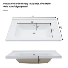 Load image into Gallery viewer, Modern Rectangular Vanity Top With Overflow For Bathroom