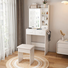 Load image into Gallery viewer, Wood Mirrored Two Drawer Vanity Table Lights - White