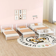 Load image into Gallery viewer, Triple Bunk Bed With Drawers, Multi-Functional Frame With Desks And Shelves In The Middle