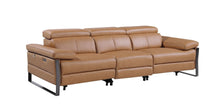 Load image into Gallery viewer, Top Grain Leather Reclining Metal USB Sofa (720330) - Chestnut