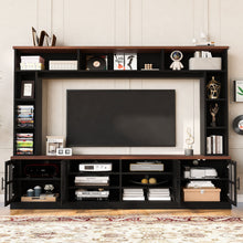 Load image into Gallery viewer, Wall Unit Entertainment Center With Bookshelves For TVs Up To 80", Tempered Glass Doors And Adjustable Shelves