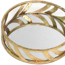 Load image into Gallery viewer, 14" Round Metal Geometric Vanity Tray - Gold