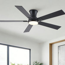 Load image into Gallery viewer, Low Profile Flush Mount Intergrated LED Ceiling Fan With Light And Reversible Quiet Motor