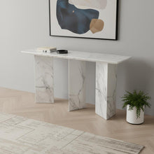 Load image into Gallery viewer, Genuine Marble And Stone Three Leg Console Table - White