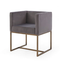Load image into Gallery viewer, Dining Chair - Dark Gray / Antique Brass