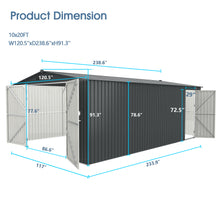 Load image into Gallery viewer, Industrial - 20' x 10' Heavy Duty Metal Garage Shed - Dark Gray