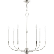 Load image into Gallery viewer, 30" Seven Light Dimmable Chandelier With Shades - Nickel
