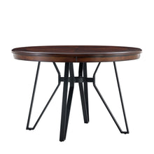 Load image into Gallery viewer, Mid Century Modern Round Dining Table With Metal Legs And Open Shelf