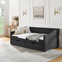Load image into Gallery viewer, Upholstered Tufted Daybed With 2 Drawers, Waved Arms