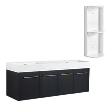Load image into Gallery viewer, Modern Wall Mounted Bathroom Vanity With Resin Sink And Storage Rack