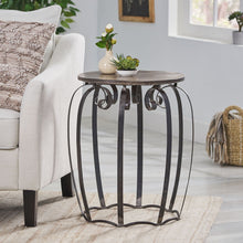 Load image into Gallery viewer, Modern Industrial End Table With Mango Wood Top And Iron Frame - Gray