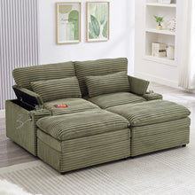 Load image into Gallery viewer, Convertible Loveseat Sofa With Storage, USB Ports, Cup Holders