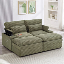 Load image into Gallery viewer, Convertible Loveseat Sofa With Storage And USB Ports - Green