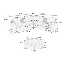 Load image into Gallery viewer, Modern Sectional Set With Corner Wedge, Loveseat, Ottoman & 2 Pillows