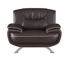 Load image into Gallery viewer, Leather Match Arm Chair - Brown And Silver