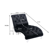 Load image into Gallery viewer, Velvet Chaise Lounge Indoor, Button Tufted Upholstered Chaise Lounge Chair With Pillow