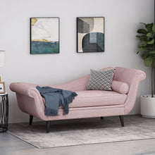 Load image into Gallery viewer, Auroral - Velvet Upholstered Chaise Lounge With Scrolled Arms And Tapered Legs - Blush