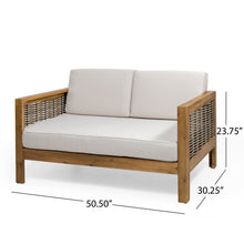 Load image into Gallery viewer, Outdoor Patio Set With Coffee Table And Loveseat - Teak / Beige