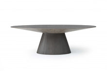 Load image into Gallery viewer, 95" Rounded Solid Wood Pedestal Base Dining Table - Gray