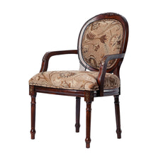 Load image into Gallery viewer, Bernice - Oval Back Chair With Floral Carvings - Brown / Beige Gray