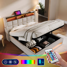 Load image into Gallery viewer, Upholstered Platform Bed With A Hydraulic Storage System, LED And USB Charging (Without Mattress)