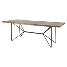 Load image into Gallery viewer, 84" Solid Wood And Metal Trestle Base Dining Table - Natural