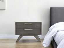 Load image into Gallery viewer, Modern Nightstand With Two Drawers - Gray Wash
