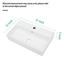 Load image into Gallery viewer, Modern Ceramic Rectangular Wall Mounted Bathroom Sink With Faucet Hole & Overflow