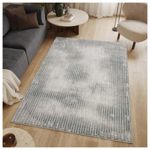 Load image into Gallery viewer, Geometrix - 5'3" X 7'3" Area Rug, Geometric 3D Effect - Ivory / Gray