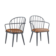 Load image into Gallery viewer, Industrial Inspired Upholstered Dining Chair Set With Metal Legs (Set of 2) - Brown