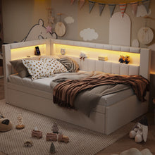 Load image into Gallery viewer, Upholstered Platform Bed With USB Ports And LED Belt