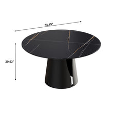 Load image into Gallery viewer, Modern Artificial Stone Round Carbon Steel Base Dining Table, Can Accommodate 6 People - Black