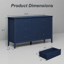 Load image into Gallery viewer, Modern 6 Drawer Fluted Dresser