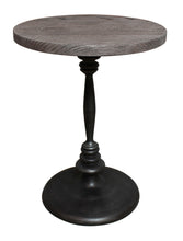 Load image into Gallery viewer, Distressed Solid Wood And Iron Round Pedestal End Table - Black