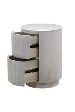 Load image into Gallery viewer, 24" Solid Wood Round Drum End Table With Two Drawers - White