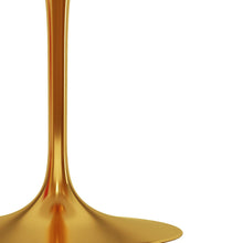 Load image into Gallery viewer, 40" Rounded Stone And Metal Pedestal Base Dining Table - Gold