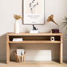 Load image into Gallery viewer, Modern Rustic Console Table, Wood Entryway Table With Shelf & Decorative Bead Detail - Natural