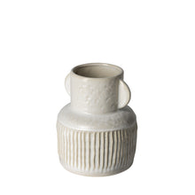 Load image into Gallery viewer, Whitewash Handled Textured Vase - White