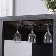 Load image into Gallery viewer, Home Bar Table With Wine Glass Compartment And Three Shelves - Distressed Gray / Black