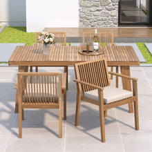Load image into Gallery viewer, 5 Piece Patio Furniture Set Acacia Wood Table And 4 Heavy Duty Cushioned Chairs