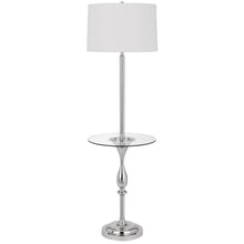 Load image into Gallery viewer, Tray Table Floor Lamp With White Transparent Glass Square Shade - Chrome