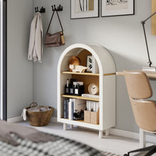 Load image into Gallery viewer, Arched Small Bookcase, Storage Cabinet, Bookshelf With 3 Shelves For Living Room - Oak / White