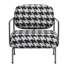 Load image into Gallery viewer, 29" Upholstered Houndstooth Arm Chair - Black And White