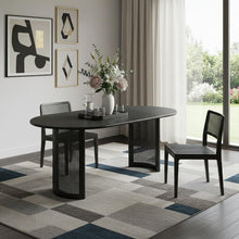 Load image into Gallery viewer, 79" Solid Wood Dining Table With Double Pedestal Base Oval - Black
