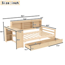 Load image into Gallery viewer, Corner Daybed With Storage Drawers, Desk, Charging Port & Bookcase