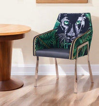 Load image into Gallery viewer, Upholstered Velvet Dining Arm Chair - Green / Black