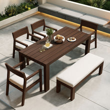 Load image into Gallery viewer, Outdoor Dining Set Rectangular Table With Umbrella Hole